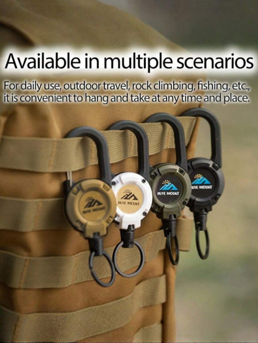 Llavero táctico telescópico con cable de acero - Multifuncional, clip resistente, adecuado para camping y senderismo al aire libre, cordón antiperdi da, con soporte para insignia y tarjeta de identificación. Regalo de Navidad - Multicolor - Ver 1