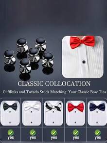 Cufflinks, Groom Wedding Gift, High-Quality Tuxedo Stud Cufflinks, New Men's Cufflinks, Round Oil Drop Shell Cufflinks Set, In Stock Cufflinks, Men's French Cuff Business Buttons, Tuxedo Stud - Buttons and Cufflinks - View 3