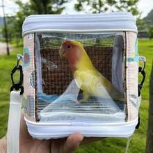 1pc Small Parrot Portable Pet Bird Carrier Bag - Durable Material, Available In Transparent Blue Or Pink, With Zipper And Handle, Ideal For Outdoor Training And Travel, Parrot Accessories - Multicolor - View 10