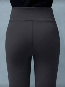 1pc Women's Winter Thermal Lined Pants With Pockets, High Waist Thermal Leggings, Warm And Suitable For Sleeping, Daily Wear - Multicolor - View 4