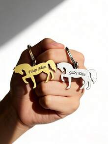 Customized Personalized Keychain, Cartoon Pony Shaped Keychain, Customizable With Pet Name, Letter Blessing, Perfect Ideal Gift For Horse Pet Lovers - Multicolor - View 2