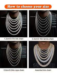 2pcs Heart-Shaped Cuban Link Necklace Set, Unisex, Hip-Hop Style Neck Chain Set, Luxury Jewelry Set, Suitable For Valentine's Day, Birthday, Daily Wear And Parties