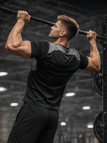 1pc Men's Casual Sports T-Shirt, Contrast Color Short Sleeve Crew Neck Fitness Tee - Black - View 3