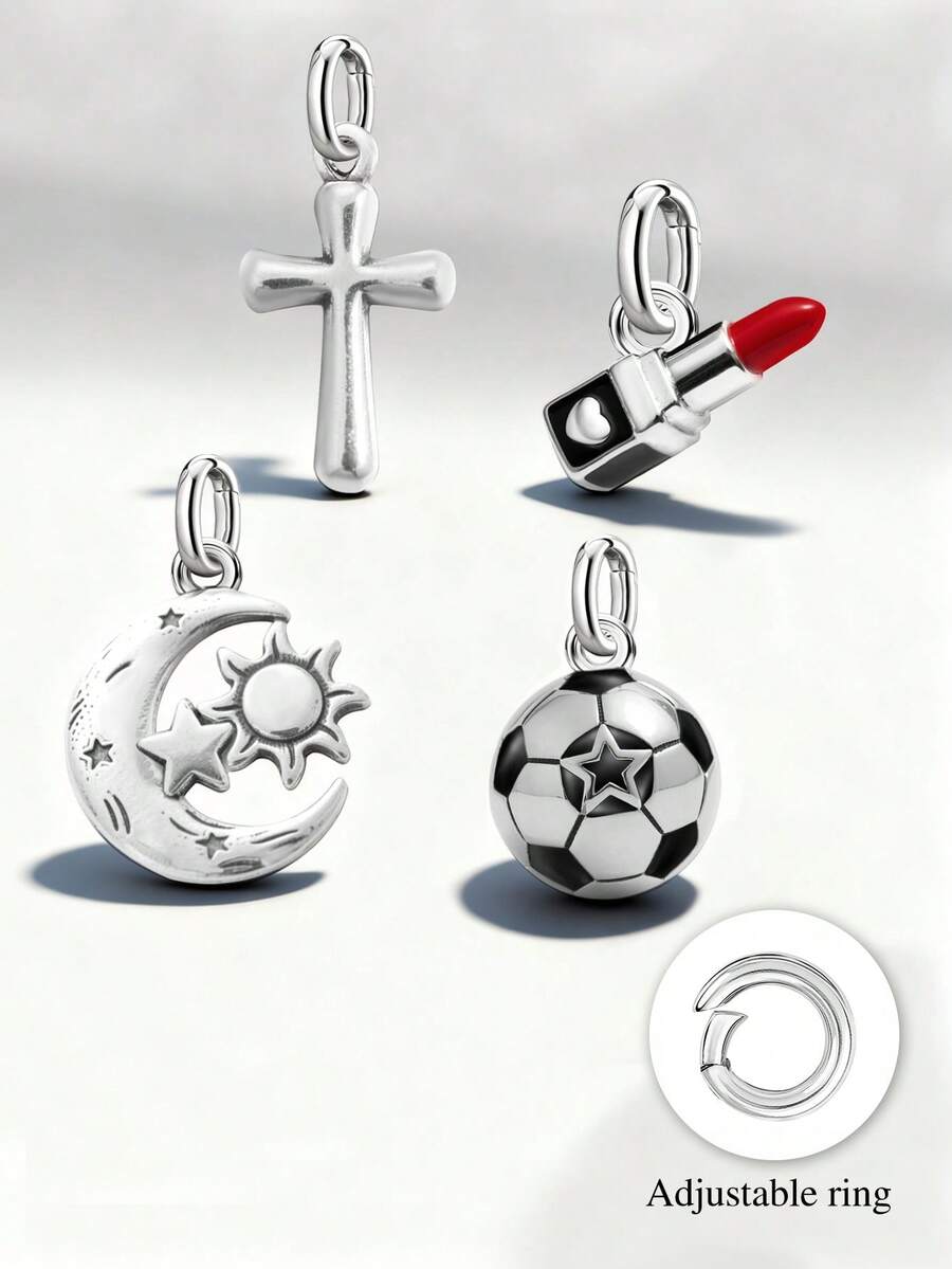 1件简约独特心形口红吊坠DIY饰品，精致饰品，男女皆宜 - 集合 - 查看 1