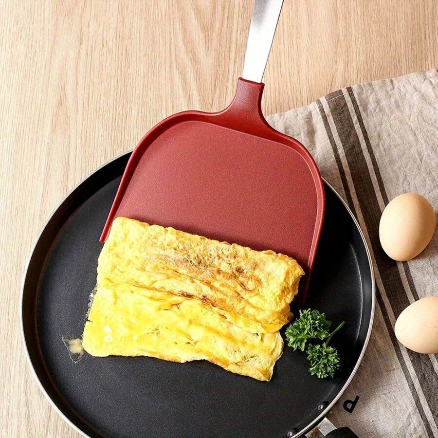 Xẻng xúc bánh pizza bằng nylon màu đen và đỏ, tay cầm bằng thép không gỉ | Chịu nhiệt lên đến 240°C, thích hợp cho chảo chống dính, lý tưởng để lật bánh kếp và chiên trứng.