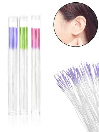 60 PIEZAS/120 PIEZAS Kit de cuidado de perforaciones de aretes, limpieza de agujeros, eliminación de olores, hilo dental desechable para el cuidado posterior de perforaciones, herramienta de limpieza y cuidado de perforaciones en las orejas, apto para hombres y mujeres