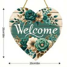 1 pieza Cartel de bienvenida de madera en forma de corazón clásico 2D plano, Placa de corona 2D para decoración del hogar, Arte de pared colgante multiusos para puerta, Adecuado para patio trasero, patio, bar de playa, dormitorio, regalo único para amigos y colegas