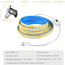 LQHZMYY 1pc USB-COB LED Light Strip With Gesture Control And Dimmable Lighting - Self-Adhesive Flexible White Light Bar For Cabinet, Under Cabinet, Bathroom, Closet - Easy Install Sensor Light (DC5V USB Input), Suitable For Daily Use And Holiday Lighting Such As Christmas, Halloween - 彩色 - 查看 6