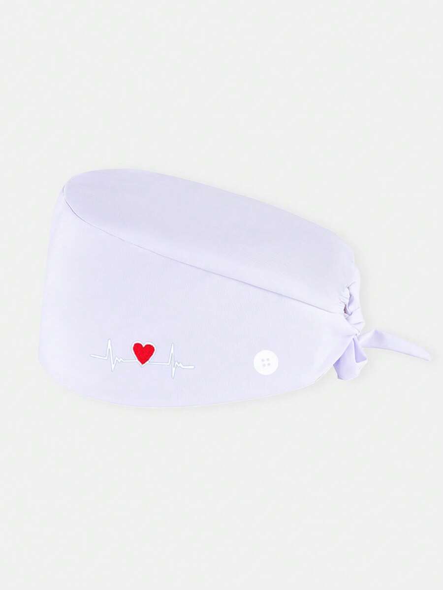 1pc Unisex ECG Embroidered Surgical Cap - Medical Nurse Doctor Surgical Cap, Kitchen Chef Oil & Smoke Proof Work Cap (Multiple Colors Available) - Electrocardiogram - View 1