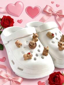 5pcs/10pcs Capybara Shoe Charms, Cartoon Animal All-Match Beach ABS Plastic Shoe Decorations, Cute Cartoon Simple Fashion Versatile Shoe Accessories, Suitable For Sandals, Clogs, DIY - Brown - View 11