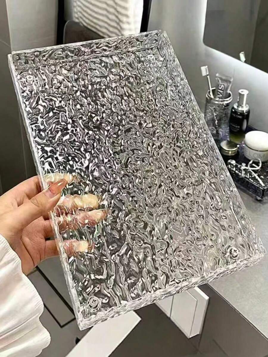 1/2 khay đựng mỹ phẩm bằng acrylic trong suốt, khay đựng đồ trang điểm dễ lau chùi, khay họa tiết gợn sóng, khay acrylic cao cấp dùng cho gia đình và salon, khay đựng tách trà, khay đựng trái cây, giá đựng mỹ phẩm phòng tắm, hộp đựng đồ có ngăn nắp, quà tặng ngày lễ, túi đựng mỹ phẩm, vật dụng cần thiết khi đi du lịch. - Trong sáng - Xem 1