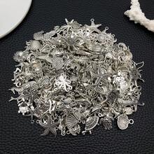 海洋系列 DIY 套件：20/50/100 个古银合金吊坠，饰有海星和海马，可用于项链和手链。 - 復古銀色 - 查看 6