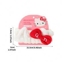 Miniso 1 chiếc băng đô nhung Hello Kitty: Chất liệu mềm mại và thân thiện với da, thiết kế co giãn, phù hợp để trang điểm, rửa mặt và chăm sóc da tại nhà. - Đỏ - Xem 7