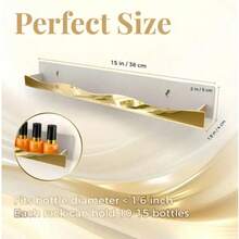 Giá đựng sơn móng tay acrylic 15 inch, gương treo tường màu vàng, dùng để đựng sơn móng tay, kính râm, tinh dầu và nhiều vật dụng khác. - Gương vàng - Xem 3