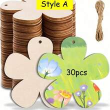 1 套木制花形配件，适合 DIY 手工艺品 - 非常适合绘画、制作杯垫和装饰品，可悬挂在客厅、卧室、走廊和书房进行家居装饰，也适用于制作卡片、标牌等。