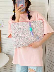 Fluffy Laptop Sleeve, Cute Computer Bag, Floral Print Quilted, Compatible With MacBook 11 13 14 15.6 16 Inch Pro M4/M3/M2/M1 Pro/Max, Laptop/Tablet Carrying Case, Floral Pattern IPad Protective Cover, Laptop Bag, Laptop Sleeve, Laptop Protective Case, Laptop Protective Case, Laptop Protective Case, Essential For Men And Women Travel - Multicolor - View 2