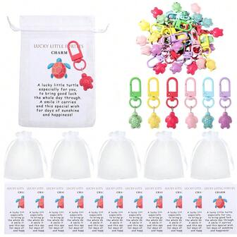 Multi-Color Turtle Keychain Set, Jewelry Making Set, Comes With Gift Bag And Greeting Card, For Party Favours Guests Engagement Supplies, Employee Coworker Appreciation Gift, Valentine's Day, Mother's Day, School Start Season, Graduation Season, Decoration Accessories
