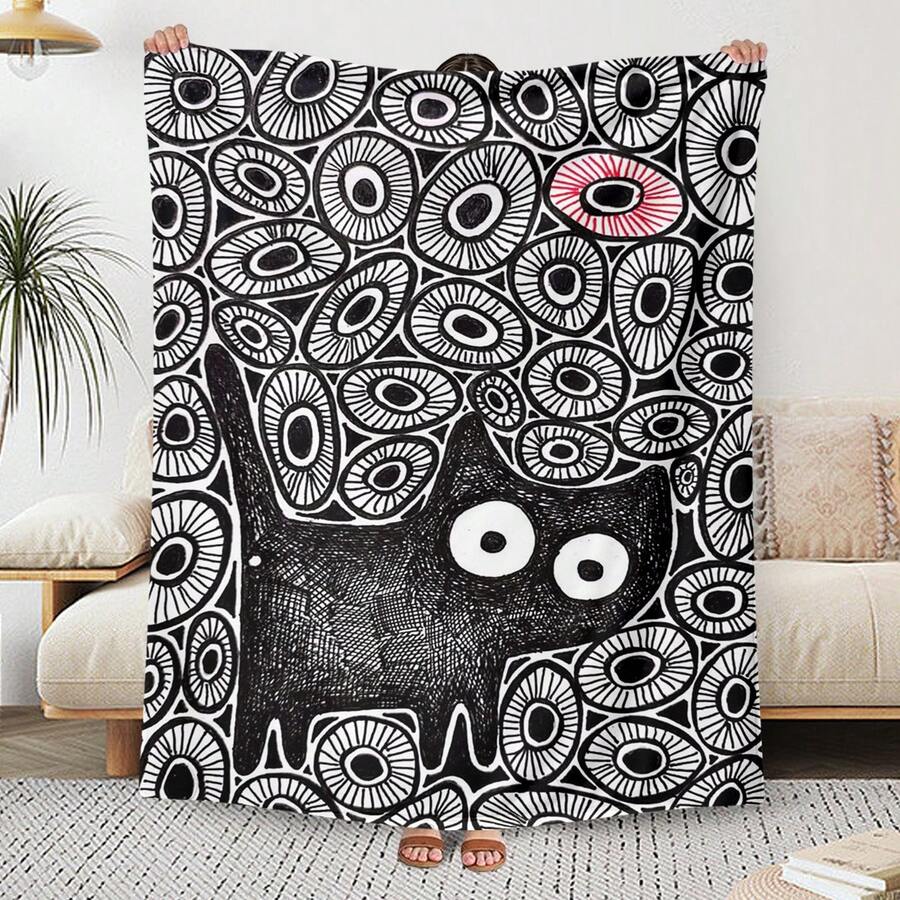 1pc Colorable Geometric Cat Graffiti Blanket - Long Plush All-Season Sofa Bedspread With Free Coloring For & S, Soft Warm Bedding Gift, Cozy For Rooms (Blanket Only - No Markers Included) Four Seasons Universal Multifunctional Blanket/Perfect Gift, Aesthetic Design And 2D Printing Technology Is An Ideal Companion For Sofa Napping, Traveling Camping, Home Decoration And Office Embellishment.A Thoughtful Gift For Thanksgiving, Christmas, Valentine's Day, Father's Day, Mother's Day And Other Festivals Special Moments Such As Birthdays, Weddings, Anniversaries And More.Exclusive Gifts For Family Members, Partners, Parents, Ren, Grandparents Or Dear Friends.They Are Perfect For Beds, Living Rooms, Offices, Beaches,Newly Expanded Themed Collections To Meet A Variety Of Styles And Scenar. - Nhiều màu 6 - Xem 1