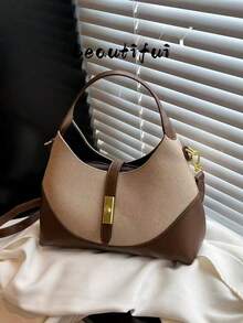 Women's Handbag/Shoulder Bag, Fashionable Elegant Minimalist Business Casual Retro Saddle Bag, Brown - Brown - View 10