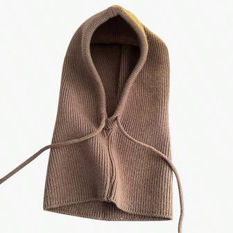 2-In-1 Knitted Hooded Scarf Balaclava Hat, Thick Warm Wool Scarf For Winter, Fashionable And Versatile Face Accessory