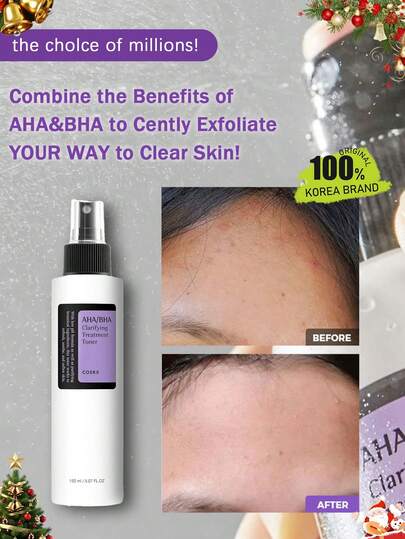 COSRX AHA BHA 净肤爽肤水，轻盈保湿配方，快速吸收，净化毛孔，平衡油脂，舒缓保湿，韩国化妆品，150毫升/5.07液体盎司。