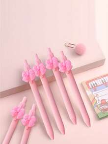 2pcs Pink Bow-Shaped Click Ballpoint Pens, Recommended Stationery For Girly Aesthetic - Multicolor - View 1