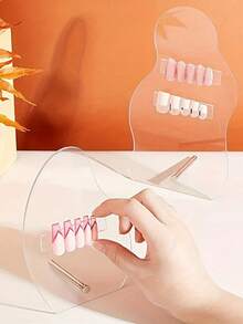 MAOMIA 1块亚克力透明美甲展示板，不对称艺术设计，带支架，适用于展示假指甲样品、作为展示板或专业美甲师摄影道具 - 彩色 - 查看 5