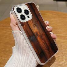 Madera marrón con vetas naturales y nudos oscuros.Funda de teléfono magnética Elemento de diseño de funda para teléfono, una funda elegante y delicada hecha de material TPU, con diseño, atrac - Succión magnética transparente - Ver 6