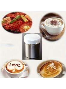 1个带防尘盖的不锈钢细网糖筛，适用于撒可可粉、肉桂粉、咖啡粉 - 易于清洁的金属调味容器，适用于家庭、餐厅、咖啡馆等。