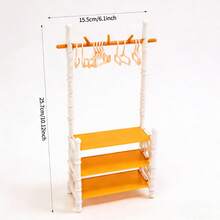 Durable Mini Clothes Hanger - Durable Plastic Mini Clothes Hanger With Hanger And Shelf - White And Orange, Dollhouse Wardrobe Decor, Suitable For Miniature Scene Building, 3D Model Props, Collection Display - Suitable For Ages 14 And Up - Orange - View 7