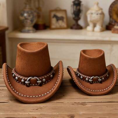 1个西部牛仔帽硅胶模具 - 不粘/易脱模，适用于蜡烛/肥皂/树脂，西部主题派对/生日/情人节/家居装饰