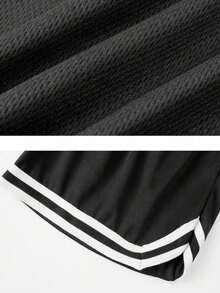 Plus Size Men's Mesh Breathable Athletic Shorts, Suitable For Fitness, Running, Basketball - Black - View 4
