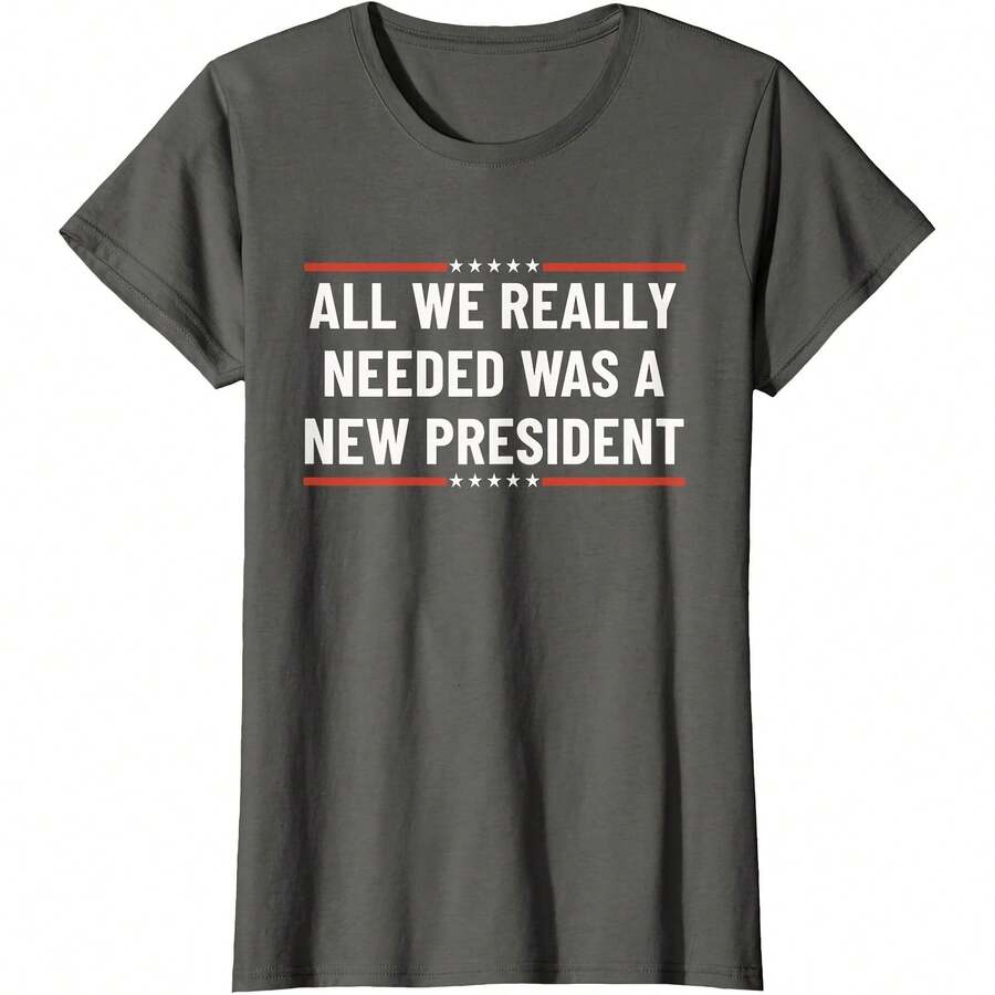 All We Really Needed Was A New Patriotic Ladies' Crewneck T-Shirt Suitable For Year-Round Wear, 220g Pure Cotton Single-Sided Printed Crew Neck Short-Sleeve T-Shirt, Women's Fun Printed Top - 顏色10 - 查看 1