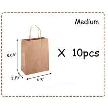 10/20个牛皮纸礼品袋，带提手，可包装成纪念品，适用于生日、婚礼、日常聚会、母亲节/毕业季等场合。牛皮纸礼品袋（棕色），可用作婚礼礼物、糖果袋、烘焙包装袋、烘焙手提袋。 - 彩色 - 查看 12