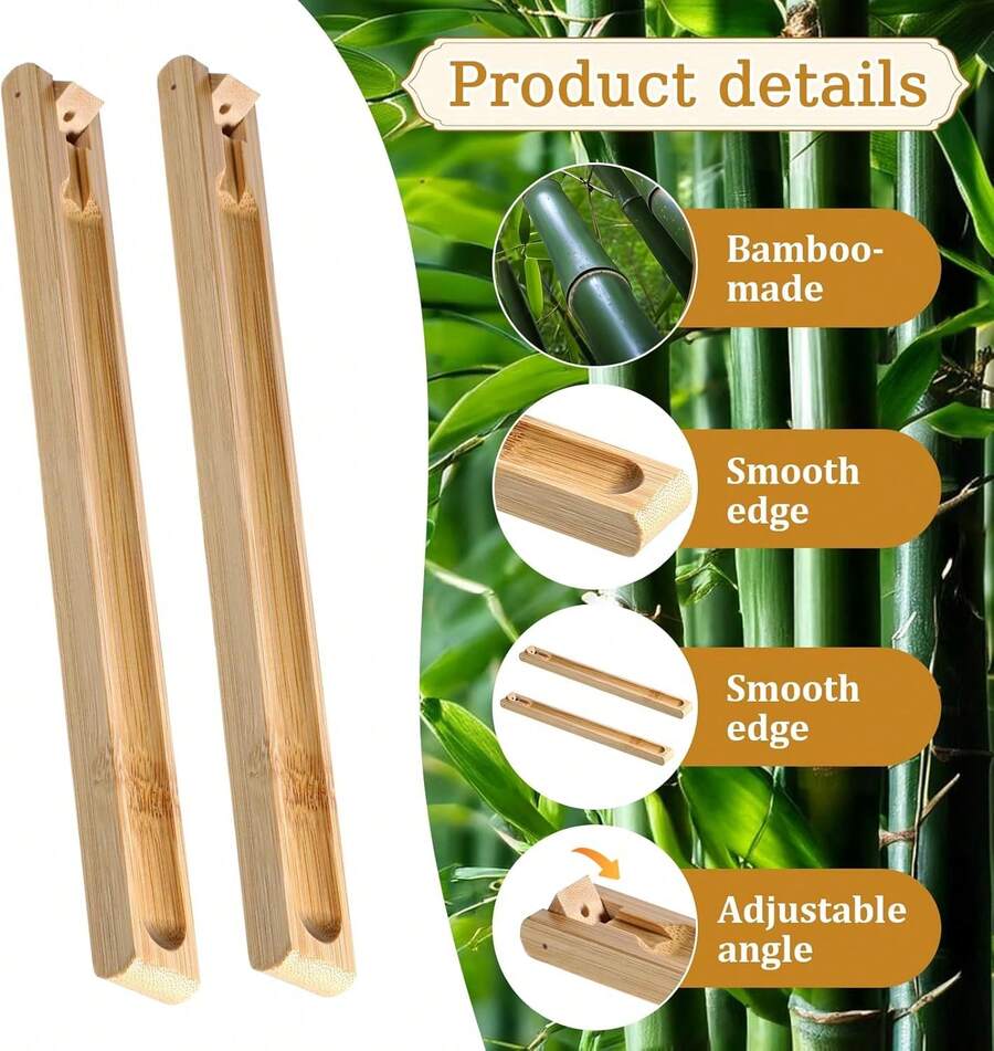 2 Pieces Incense Holder Sticks With Adjustable Holder Natural Incense Stick Wood Stick Angle Home Incenses With Ash Collector Incenss Meditation Yoga Relaxation Home Decor - 卡其色 - 查看 1