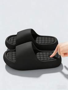 2025 New Arrival Unisex Thick Sole EVA Slides - Cloud-Like Comfort House & Bath Slippers, Non-Slip Quick Dry Waterproof Noiseless One-Piece Molding Slippers, Perfect For Home Bathroom Bedroom, Best Selling Star Recommended Ultra Soft Anti-Odor Indoor Cushioned Slippers For Men Women, All-Day Cozy Footwear With Grid Insole For Maximum Support & Breathability - Black - View 7