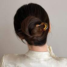 1个法式扭结发夹，U型波浪发夹，适合盘发，玳瑁色，时尚灵活的发饰，发型发夹，女士发饰 - 彩色 - 查看 5