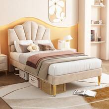 Bed Frames - Beige + Velvet - View 4