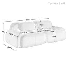 Two-Seater Sofa, 208 Cm Wide, In Corduroy, Modular With Curved Armrests And Non-Slip Base, Highly Elastic Upholstery For Living Room, Bedroom And Home Cinema, Beige - Màu be - Xem 2