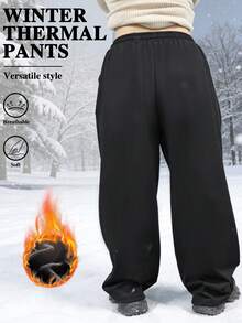 Plus Size Women's Trousers With Wide Legs And Adjustable Drawstring Trousers With Pockets Casual And Light Bow Print Wide Leg Pants Explosion In Autumn And Winter. - Black - View 6