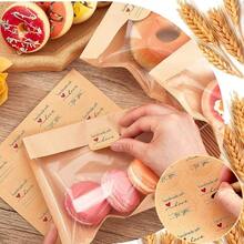 700 Pcs Cookie Packaging Bags With Seal, 7.1 X 7.5 Inch Bakery Pastry Bags With Window, Heat Sealable Grease Resistant Paper To Go Bake Sleeves For Gift Giving Donut Bread Sandwich (Brown) - 7.1 X 7.5 Inch + Brown + 700 - View 5