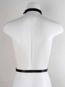 Men's Pu Leather Harness Sexy Punk, Suspenders Belt Adjustable Shoulder Strap - Black - View 5