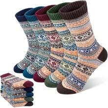 Calcetines para Hombre, MCSWKEY 5 Pares Calcetines Divertidos de Algodon para Hombre, Medias Térmicas de Lana de Calcetines Vintage Hombre,Transpirable, Regalos para Hombre,37080722 - Multicolor - Ver 1