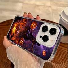 Un espantoso hombre con calabazas encendidas en la noche.Funda de teléfono magnética Elemento de diseño de funda para teléfono, una funda elegante y delicada hecha de material TPU, con diseño, - Succión magnética transparente - Ver 7
