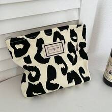 Makeup Bag Leopard Cosmetic Bag For Women Black White,Ins Style Make Up Bag White Large Capacity Simple Makeup Bags Green Pencil Case Daily Makeup Brushes Storage Bag Travel Toiletry Bag Organizer Waterproof Valentine's Day Gift - 白色大豹 - 查看 1