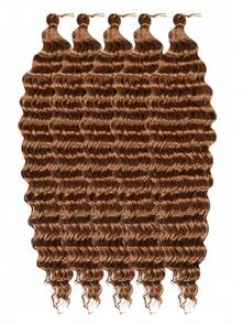 5pcs/Pack Natural Wave Long Synthetic Heat Resistant Hair Extensions, Women's Black/Chocolate Brown Multi-Color Braided Hair Extensions, Suitable For Daily, Festival, Cosplay Party, Christmas, Music Festival, Carnival, New Year And Other Occasions - Brown - View 11
