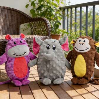1 adet Kahverengi Maymun, Mor Su Aygırı, Gri Fil Şeklinde Peluş Çiğneme Oyuncak Bebek (Evcil Hayvanlar, Köpekler ve Kediler İçin)