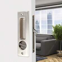Juego de Cerraduras para Puertas Corredizas Aleación de Zinc Cerradura para Puertas Corredizas Pestillo Manija Baño Balcón Gabinete Herrajes para Puertas con Manual en Inglés Plata cepillada - Platacepillada - Ver 8