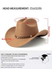 1pc Back To School Western Cowboy Hat, Unisex, Soft Wool Felt Material, Leather Strap Cowboy Hat, Suitable For Christmas, Halloween, Holiday Parties, Casual Everyday Wear - Style 1 - View 2