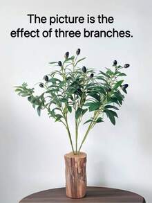 1pc/2pcs/3pcs Artificial 3-Prong Olive Branch, Classic Minimalist Design For Home Decor, Scene Setting, Wedding/Holiday/Birthday Party Floral Arrangement - Multicolor - View 1